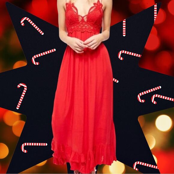 NWT Free People Adella Maxi Slip Dress crochet Lace Size Medium Christmas Party - Picture 4 of 7